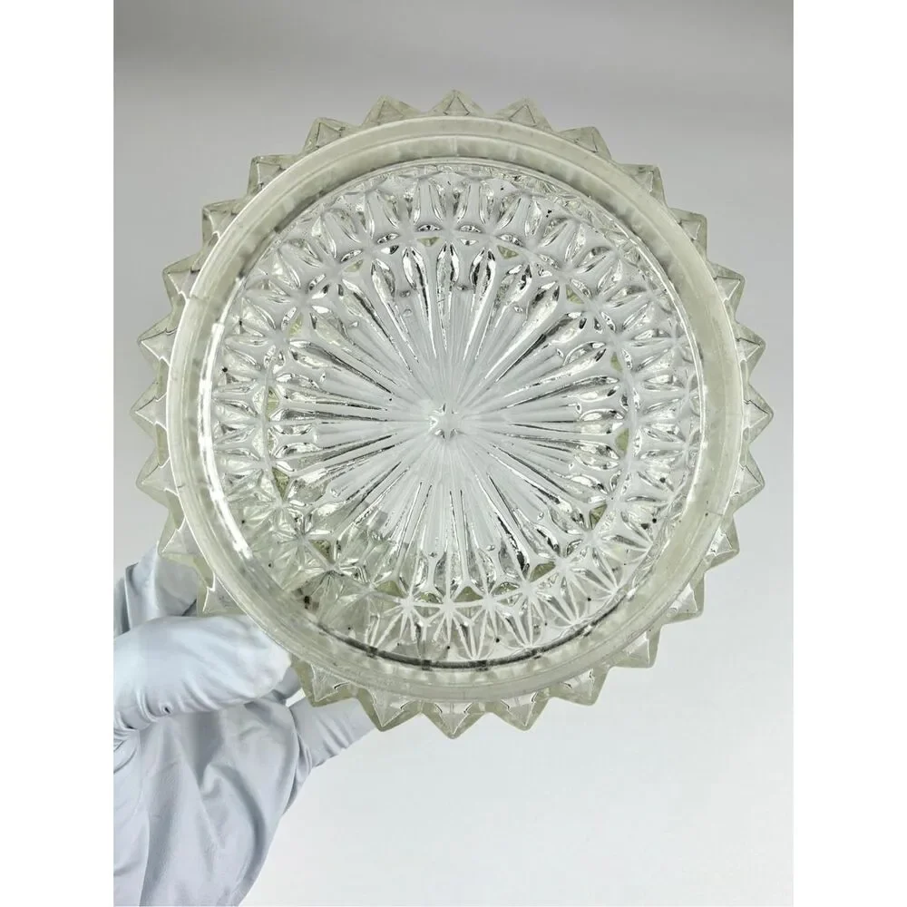 Vintage MCM Diamond Point Starburst Glass Ceiling Globe Light Shade 5 7/8 Fitter